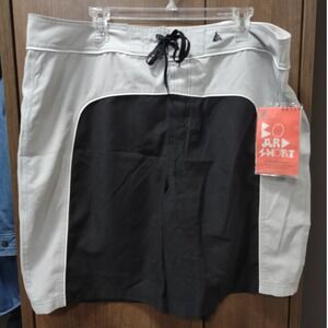 Wonderwall Board‎ Shorts Mens 40 Swim Trunks Black Gray NWT Drawstring Waist